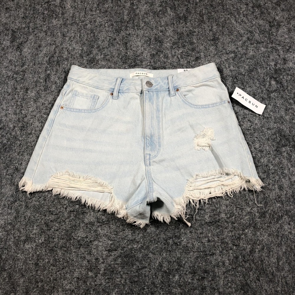 PacSun High‎ Rise Festival Shorts Womens 27 Blue Denim Cutoff Distressed Frayed